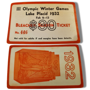 1932 Lake Placid Winter Olympics Bleacher Season Ticket