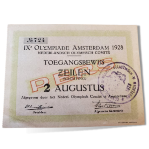 1928 Amsterdam Olympics Ticket - August 2 Sailing