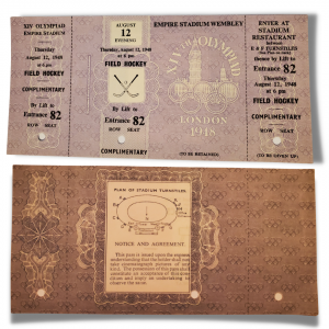 1948 London Olympics Tickets - Full - Field Hockey