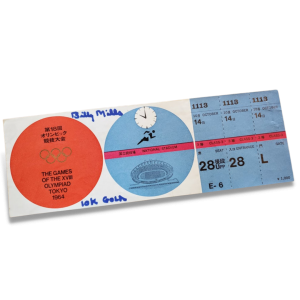1964 Olympics Ticket - 10K Finals Signed by Billy Mills GOLD