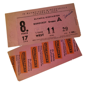 1964 Innsbruck Olympics Hockey Ticket - Press Ticket Pass