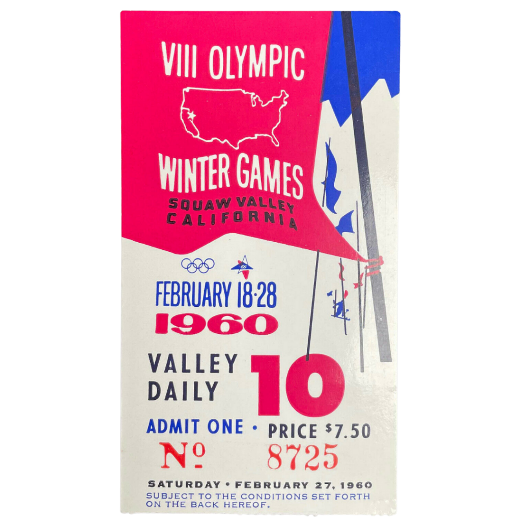 1960 Squaw Valley Olympics Ticket - Day 10