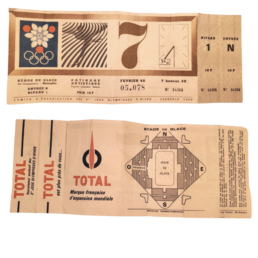 1968 Grenoble Olympics Peggy Fleming Gold Medal Ticket