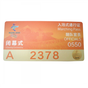 Beijing 2022 Olympics Marching Pass Ticket