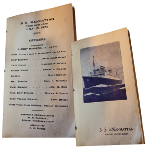 SS Manhattan American Olympic Team Program For Athletes Going To Berlin Olympics - Officer-List SS Manhattan American Olympic Team Program For Athletes Going To Berlin Olympics - Officer-List