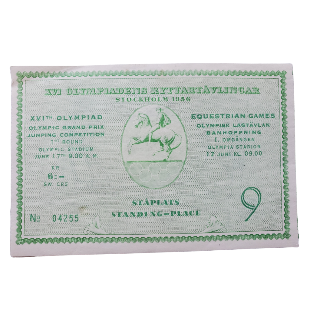 1956 Stockholm Olympics Ticket - Equestrian